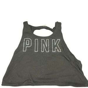 Victoria's Secret PINK black Tank Top with heart cut out on back Size M